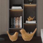 Elegant Wood Look Small Bird Sculptures,Modern Abstract Art Pieces for Bookshelf... - Image 6