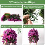INQCMY Artificial Fake Hanging Plants Flowers Basket for Spring Summer Outdoor O... - Image 5