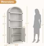 GarveeHome Bookcase with Doors Arched Bookshelf 71.65 in Tall Bookcase Farmhouse... - Image 3