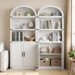 GarveeHome Bookcase with Doors Arched Bookshelf 71.65 in Tall Bookcase Farmhouse... - Image 5