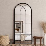Mirror Full Length, 71"x32" Large Arched Mirror, Black Full Body Window Pane Mir... - Image 4