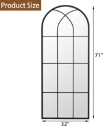 Mirror Full Length, 71"x32" Large Arched Mirror, Black Full Body Window Pane Mir... - Image 5