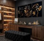 3Pcs Black And Gold Rose Canvas Wall Art Modern Luxury Flowers Pictures Wall Dec... - Image 4