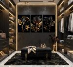3Pcs Black And Gold Rose Canvas Wall Art Modern Luxury Flowers Pictures Wall Dec... - Image 6