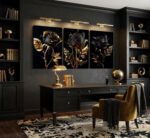 3Pcs Black And Gold Rose Canvas Wall Art Modern Luxury Flowers Pictures Wall Dec... - Image 7