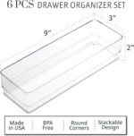 STORi SimpleSort 6-Piece Stackable Clear Drawer Organizer Set | 9" x 3" x 2" Rec... - Image 3