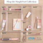 STORi SimpleSort 6-Piece Stackable Clear Drawer Organizer Set | 9" x 3" x 2" Rec... - Image 5