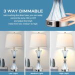 Hamucd 3-Way Dimmable Touch Glass Table Lamps for Bedrooms with 2 USB Ports Set ... - Image 3