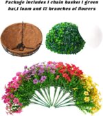 TDHDIKE Artificial Faux Fake Hanging Flowers Plants Basket for Summer Outdoor Ou... - Image 4