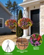 TDHDIKE Artificial Faux Fake Hanging Flowers Plants Basket for Summer Outdoor Ou... - Image 5