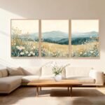 3 Pcs Framed Mountain Wildflower Wall Art Triptych Natural Landscape Canvas Prin... - Image 3