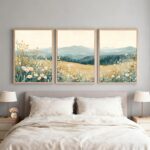 3 Pcs Framed Mountain Wildflower Wall Art Triptych Natural Landscape Canvas Prin... - Image 5