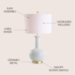 JONATHAN Y 27" White/Gold Ceramic Table Lamp for Living Room Bedroom, Modern Tra... - Image 3