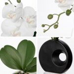 Briful Artificial Orchid Flowers in Black Modern Ceramic Vase 15.7" Tall White F... - Image 4
