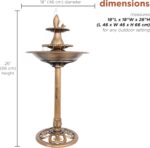 Alpine Corporation 40" Tiered Pedestal Fish Fountain Birdbath, Cascading Outdoor... - Image 4