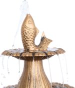 Alpine Corporation 40" Tiered Pedestal Fish Fountain Birdbath, Cascading Outdoor... - Image 5