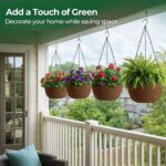 T4U Hanging Planters for Outdoor Plants, 12 Inch 4 Pack Fabric Hanging Baskets w... - Image 6