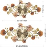 Large Wall Clocks for Living Room Decor with Silent Quartz Movement and 3D Ginkg... - Image 3