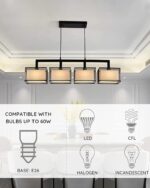 Linear Chandelier for Dining Room, Modern 4 Light Kitchen Island Lighting with F... - Image 7
