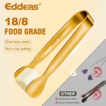 EDDEAS 12 PCS Small Serving Tongs, 4.3" Mini Gold Tongs, Gold Kitchen Tongs for ... - Image 3