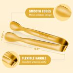 EDDEAS 12 PCS Small Serving Tongs, 4.3" Mini Gold Tongs, Gold Kitchen Tongs for ... - Image 7