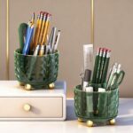 GOTOBA Dark Green Pen Pencil Holder for Desk, 360° Rotating Pen Organizer, Green... - Image 5