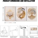 AOYUSMO 3 Piece 3 Piece Tree of Life Wall Art Zen Wall Decor Yoga Room Canvas Ar... - Image 7