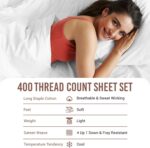 Pizuna 400 Thread Count Queen Cotton Bed Sheets Set, Long-Staple Cotton Sheet Se... - Image 5