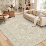 Latte&Fog 5x7 Area Rugs for Living Room, Vintage Beige Washable Rug, Boho Neutra... - Image 5