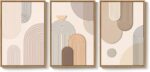 3 Piece Framed Neutral Boho Wall Art for Living Room, Large Minimalist Abstract ... - Image 6