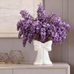 Disoza White Bow Vase Ceramic Cute Vase Decorative Minimalist Flowers Tulip Pamp... - Image 6