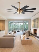 Bella Depot 72 Inch Gold Ceiling Fan Modern Big Chandelier Ceiling Fan with LED ... - Image 3