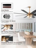 Bella Depot 72 Inch Gold Ceiling Fan Modern Big Chandelier Ceiling Fan with LED ... - Image 4