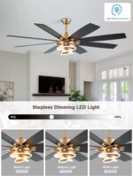 Bella Depot 72 Inch Gold Ceiling Fan Modern Big Chandelier Ceiling Fan with LED ... - Image 5