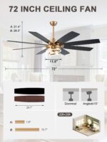 Bella Depot 72 Inch Gold Ceiling Fan Modern Big Chandelier Ceiling Fan with LED ... - Image 8