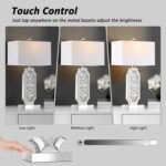 Hamucd 3-Way Dimmable Touch Diamond Crushed Mirrored Bedside Table Lamps Set of ... - Image 3