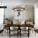 3 Ring LED Chandelier Black Gold Chandelier Light Fixture Dimmable Round Foyer C... - Image 3