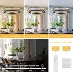 3 Ring LED Chandelier Black Gold Chandelier Light Fixture Dimmable Round Foyer C... - Image 6