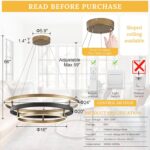 3 Ring LED Chandelier Black Gold Chandelier Light Fixture Dimmable Round Foyer C... - Image 8