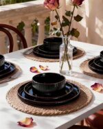 Star 12-Piece Plates and Bowls Set, Porcelain Dinnerware Sets for 4 Service, Mod... - Image 3
