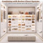 Besiost 40" Closet System with LED Lights, Wooden Closet Organizer System with D... - Image 3