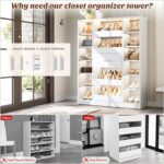 Besiost 40" Closet System with LED Lights, Wooden Closet Organizer System with D... - Image 4