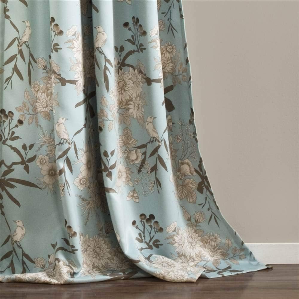 Lush Decor Botanical Garden Curtains Floral Bird Print Light Filtering Window Pa... - Image 4