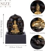 TERESA'S COLLECTIONS Tabletop Water Fountain Outdoor for Home Decor, Gold Buddha... - Image 5