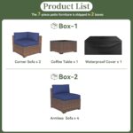 Aoxun 7 Piece Patio Furniture Set Wicker Rattan Patio Conversation Set Outdoor S... - Image 6