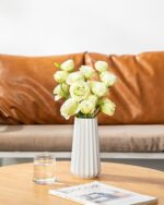 vancasso Ceramic Vase, 7.8 Inch Modern Ribbed Glossy Decorative Vase, Flower vas... - Image 5