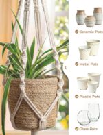 Bamworld Macrame Plant Hanger Indoor Hanging Planter for Plants Hanging Plant Ba... - Image 3