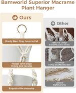 Bamworld Macrame Plant Hanger Indoor Hanging Planter for Plants Hanging Plant Ba... - Image 4