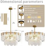 9-Light Glass Chandelier with lampshade, 24 Inch Gold Modern 2-Tier Ceiling Ligh... - Image 4