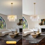 9-Light Glass Chandelier with lampshade, 24 Inch Gold Modern 2-Tier Ceiling Ligh... - Image 7